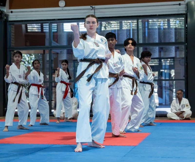 Children training in Taekwondo class