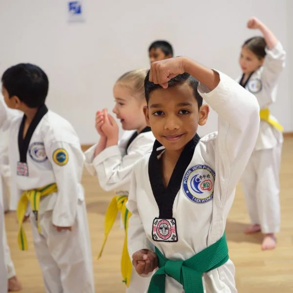 Children in a Taekwondo class